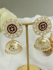 Mehar Jhumki Earrings-Maroon