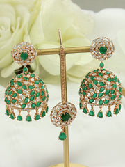 Rashi Earrings & Tikka-Green