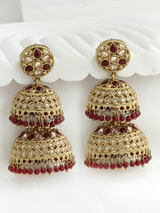 Minal Jhumki Earrings - Maroon