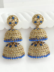 Minal Jhumki Earrings - Blue