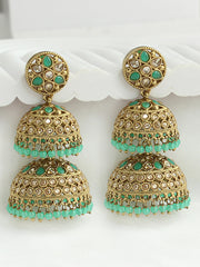 Minal Jhumki Earrings - Sage Green