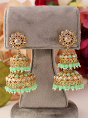 Aleena Jhumki Earrings-Mint Green