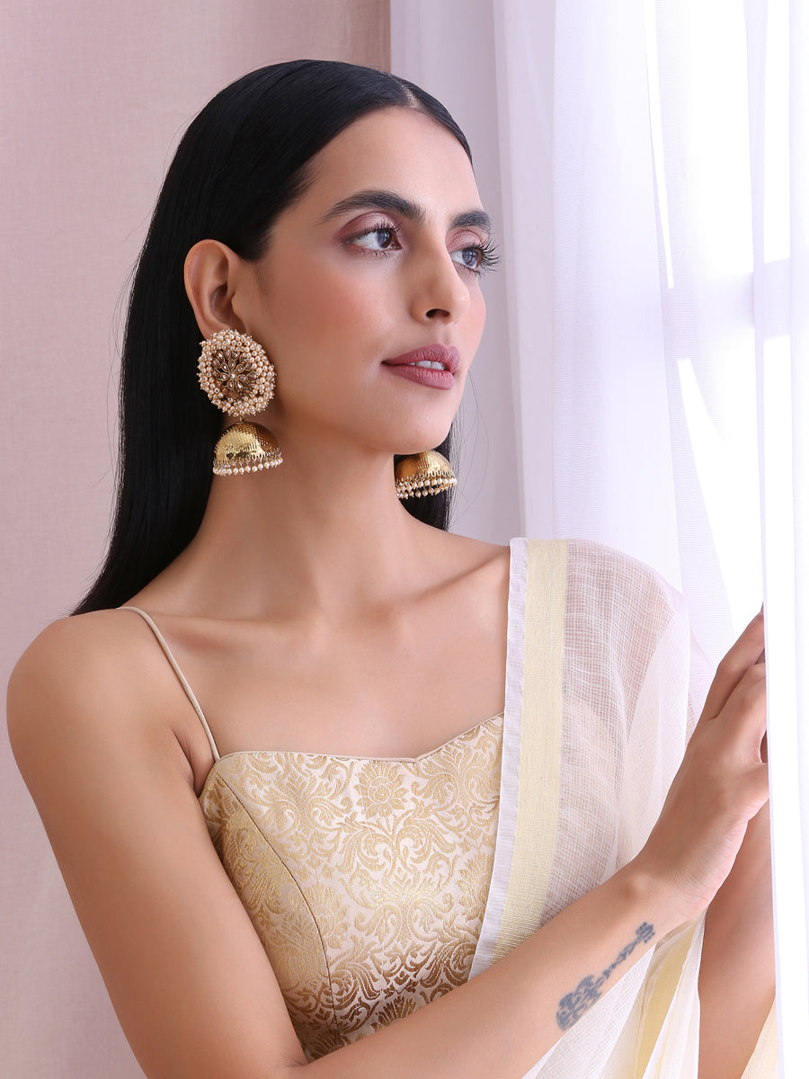 Hazel Jhumki Earrings-Golden