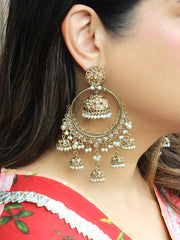 Sia Jhumki Hoop Earrings-Antique Gold