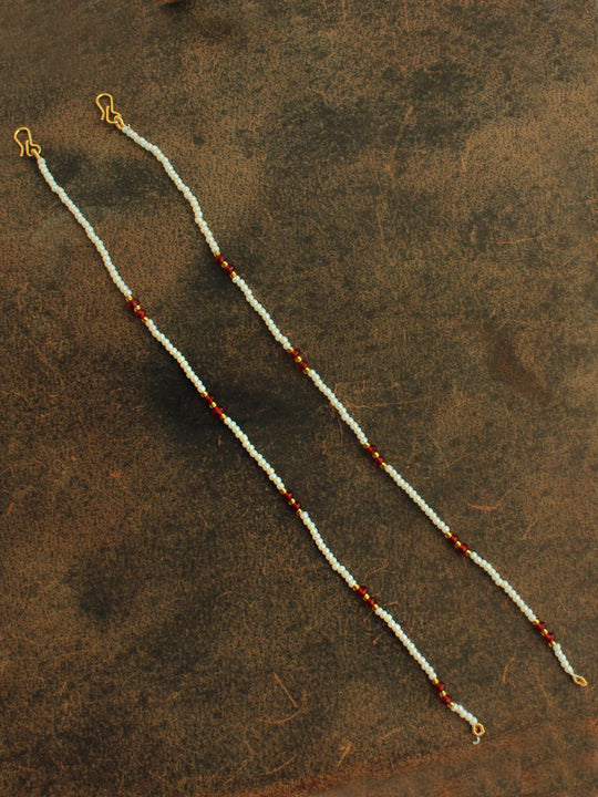 Vedika Ear Chain-Maroon