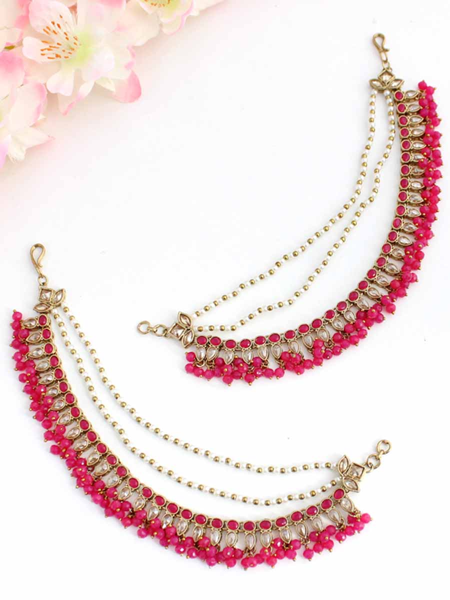 Minal Ear Chain-Hot Pink