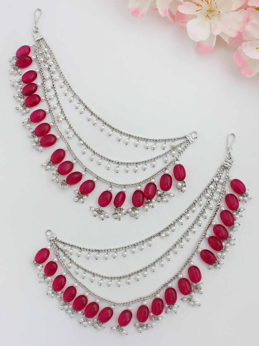 Aisha Ear Chain-Hot Pink