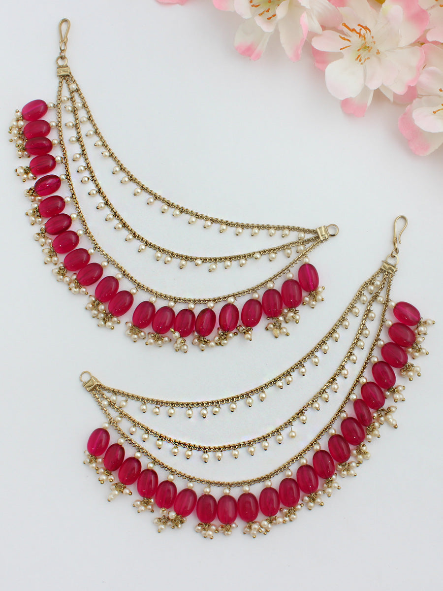 Aisha Ear Chain-Hot Pink