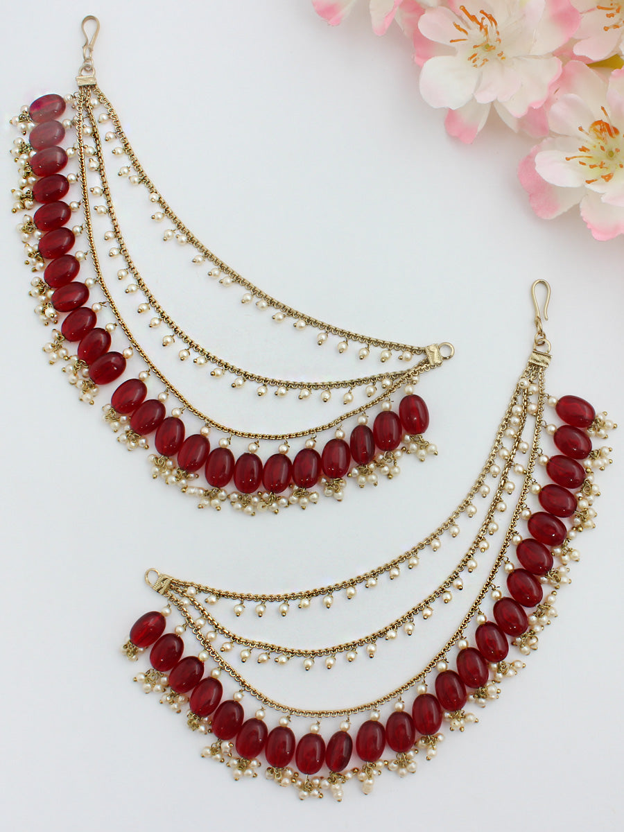 Aisha Ear Chain-Maroon