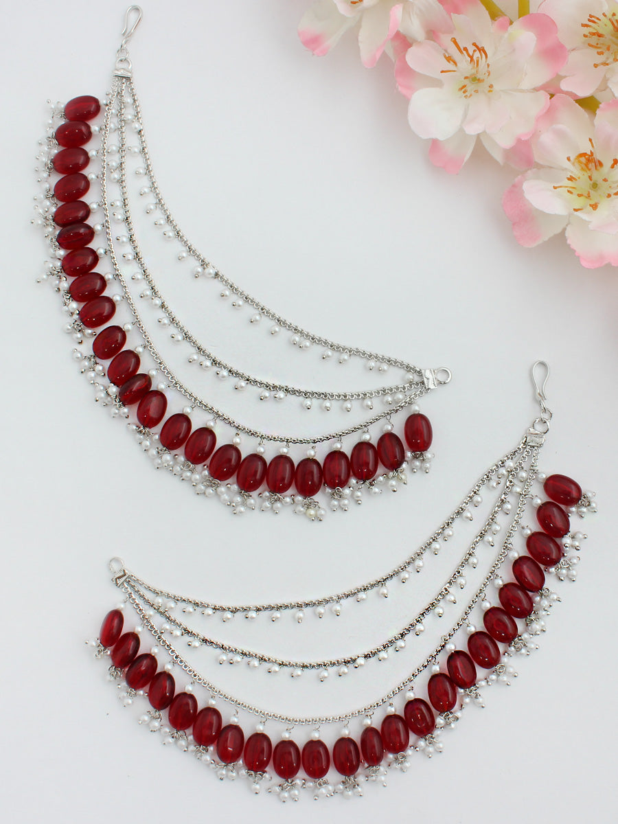 Aisha Ear Chain-Maroon