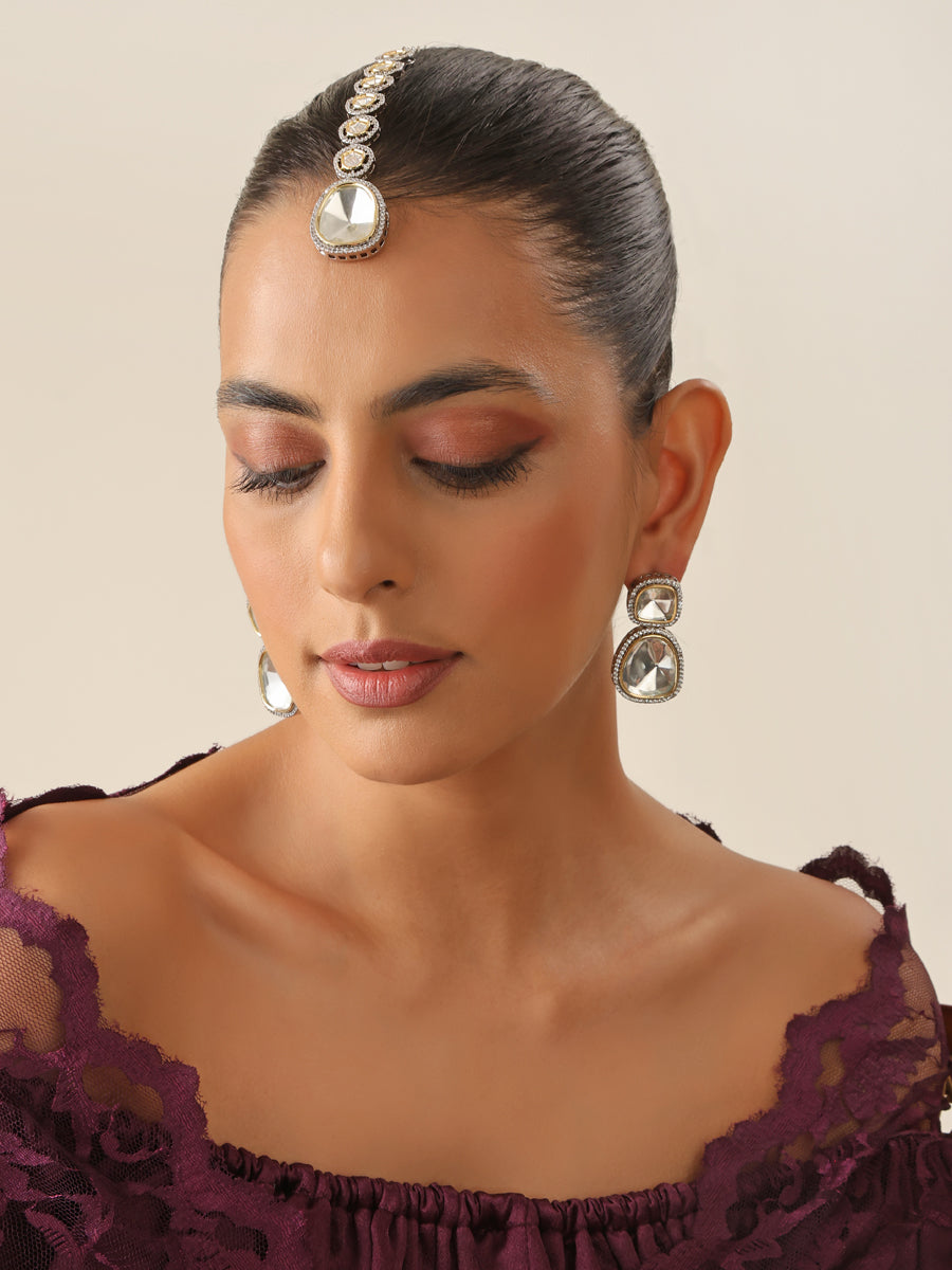 Dubai Earrings & Tikka Set-Metallic