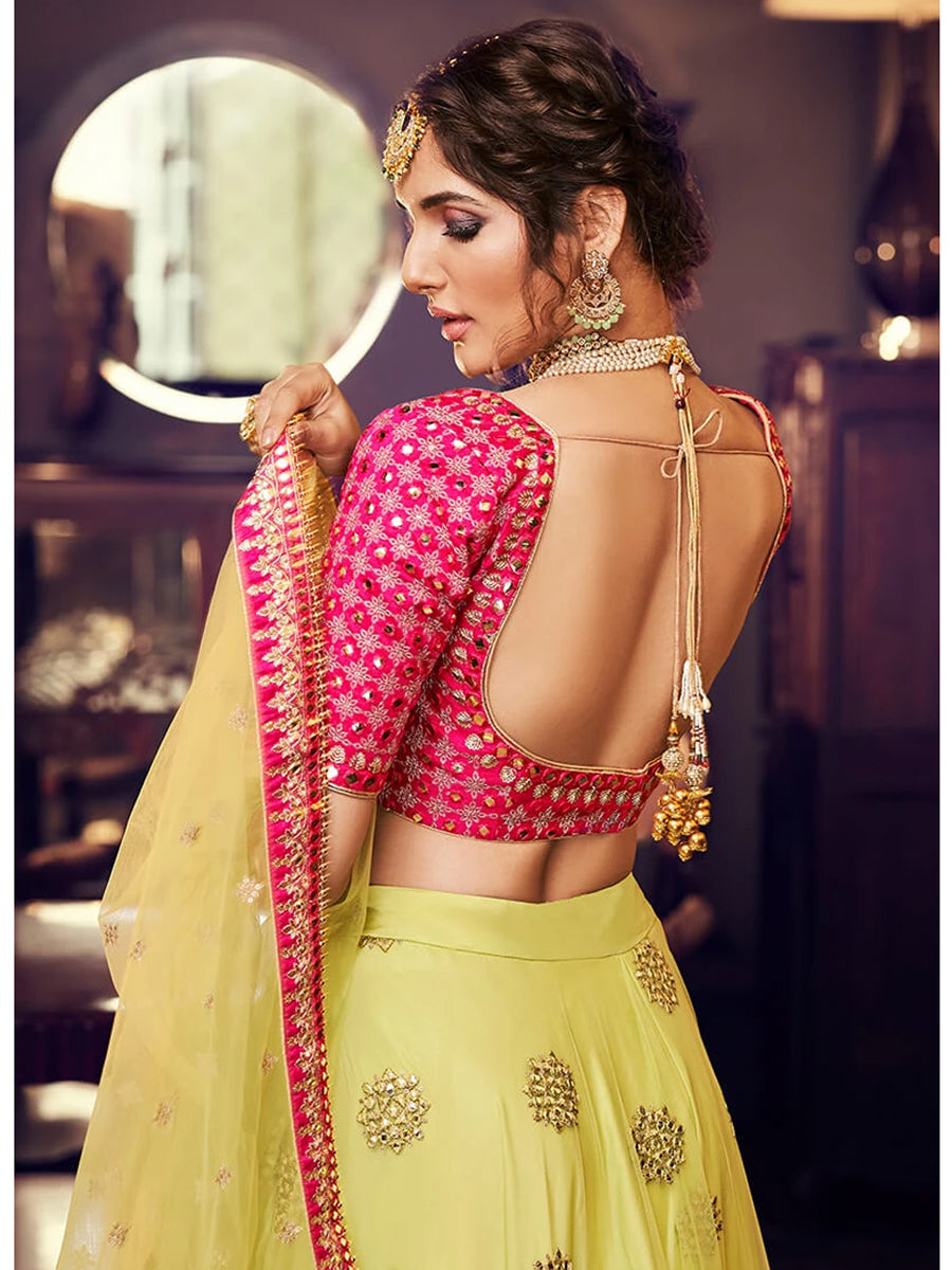 Maryam Lime Green Net Lehenga