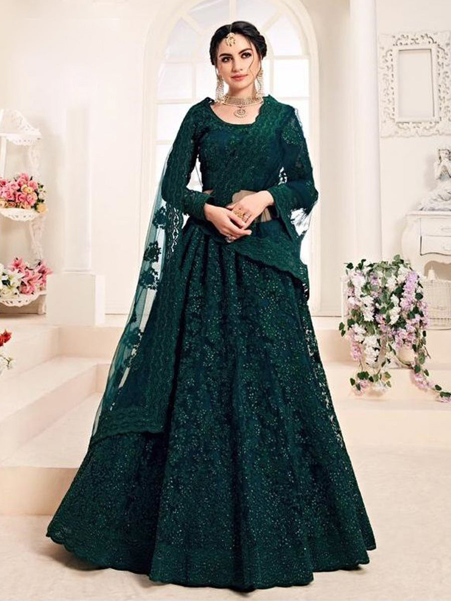 Ashna Lehenga-Drak Green