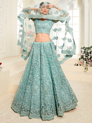 Sofina Mint Green Embroidered Net Lehenga