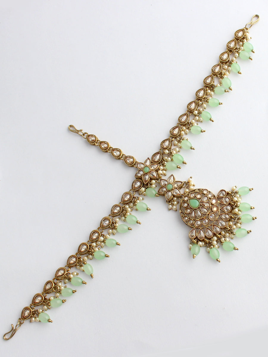 Areeka Sheeshphool Mathapatti-Mint Green