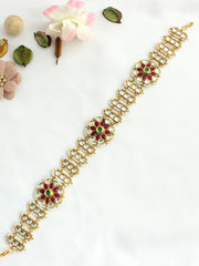 Vaani Sheeshphool Mathapatti-White-Maroon / Green