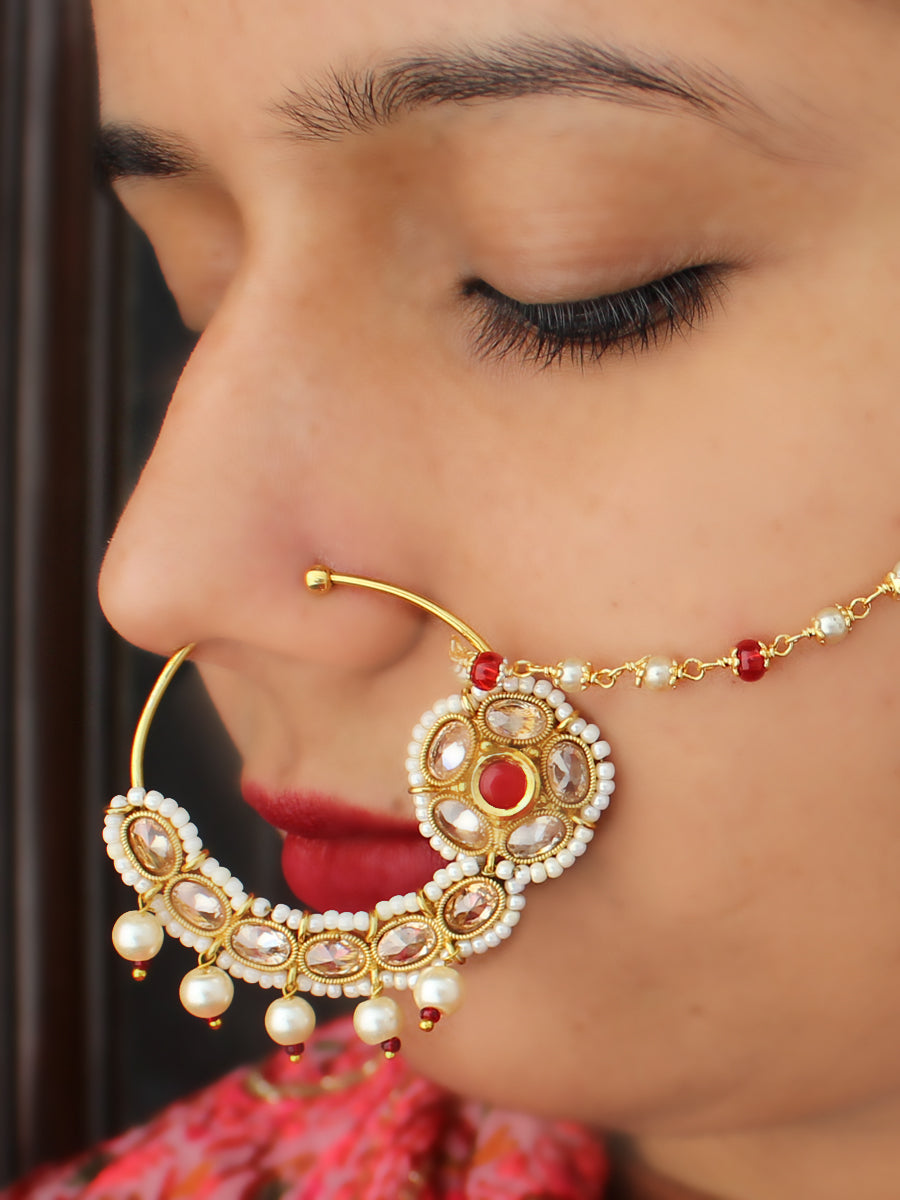 Akshita Nose Ring-Red