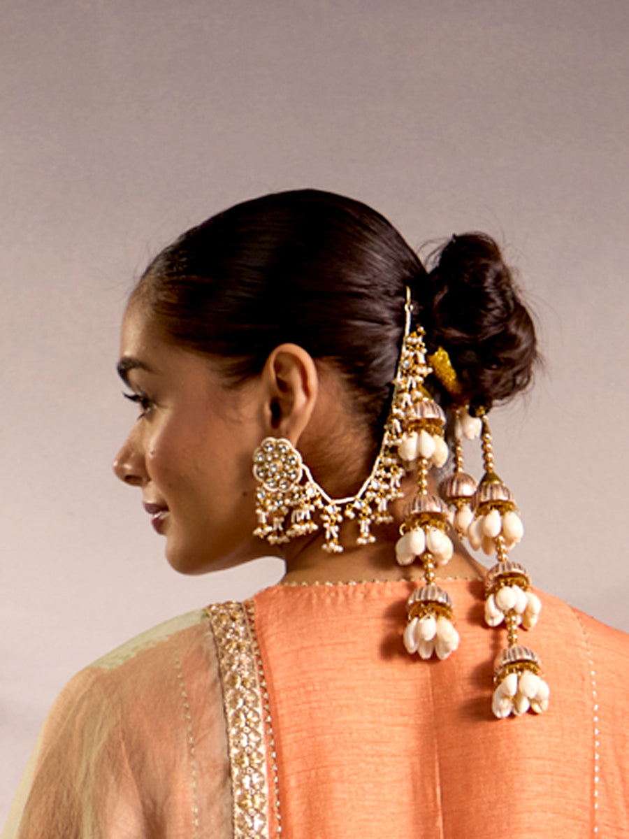 Shloka Stud Earrings With Ear Chain