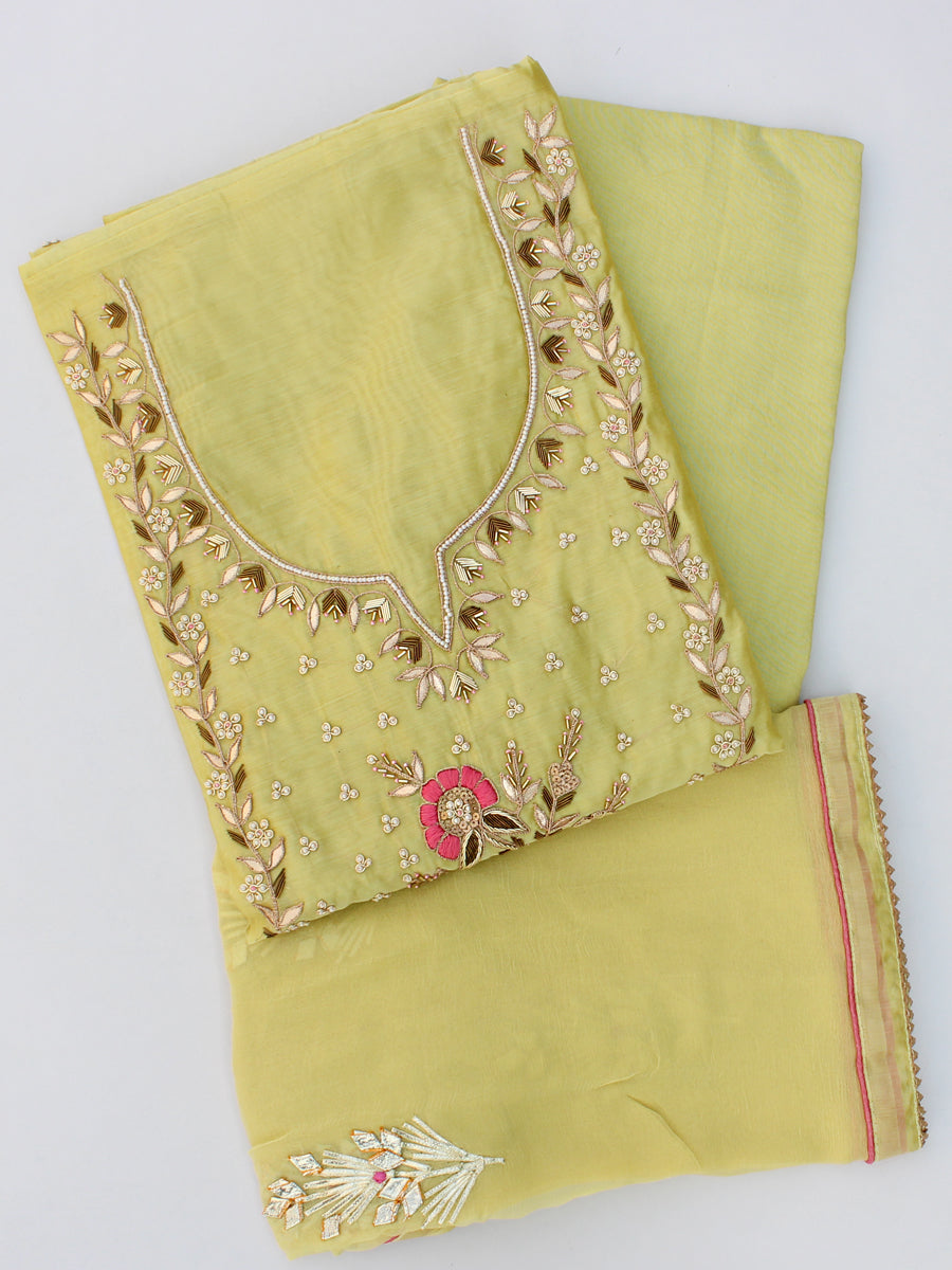 Suhana Embroidered Chanderi Suit-Green