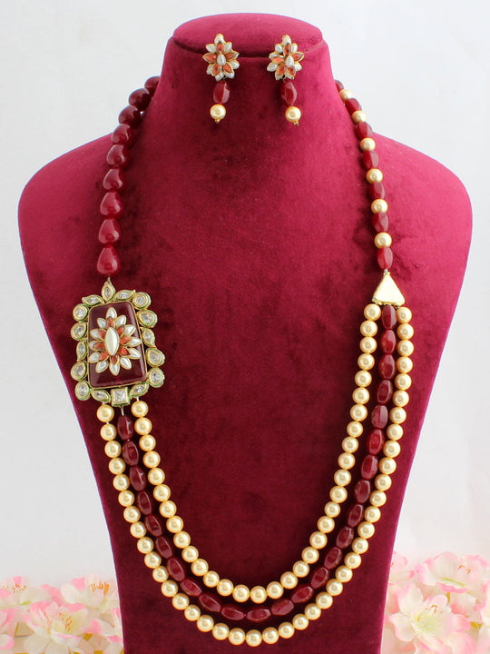 Mumtaz Necklace Set-Maroon