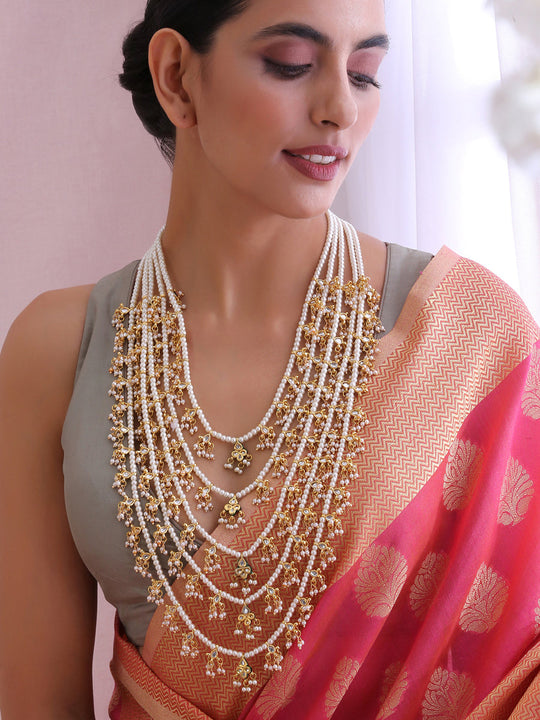 Mehru 5 Layered Necklace-Pearl