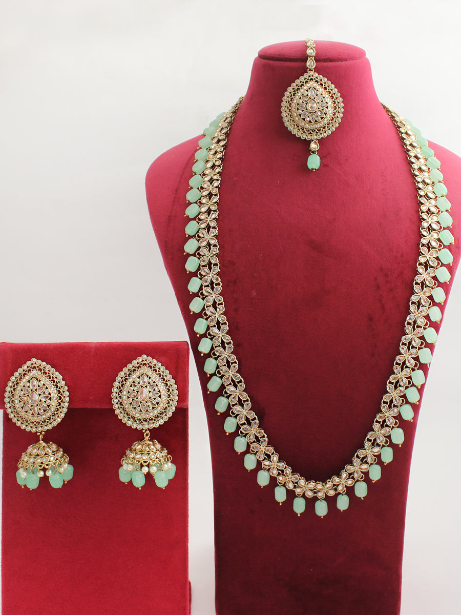 Rubina Necklace Set-Mint green