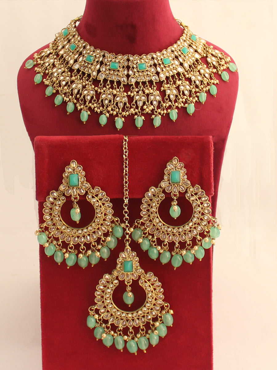 Sharmin Necklace Set-Mint Green