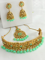 Rupali Choker Necklace Set-Mint Green-Mint Green