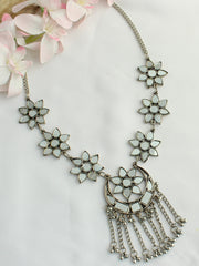 Aaina Long Necklace- Silver