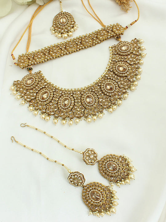 Tanishka Choker and Necklace Set-Golden