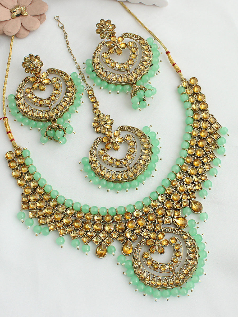 Tahira Necklace Set-Mint Green