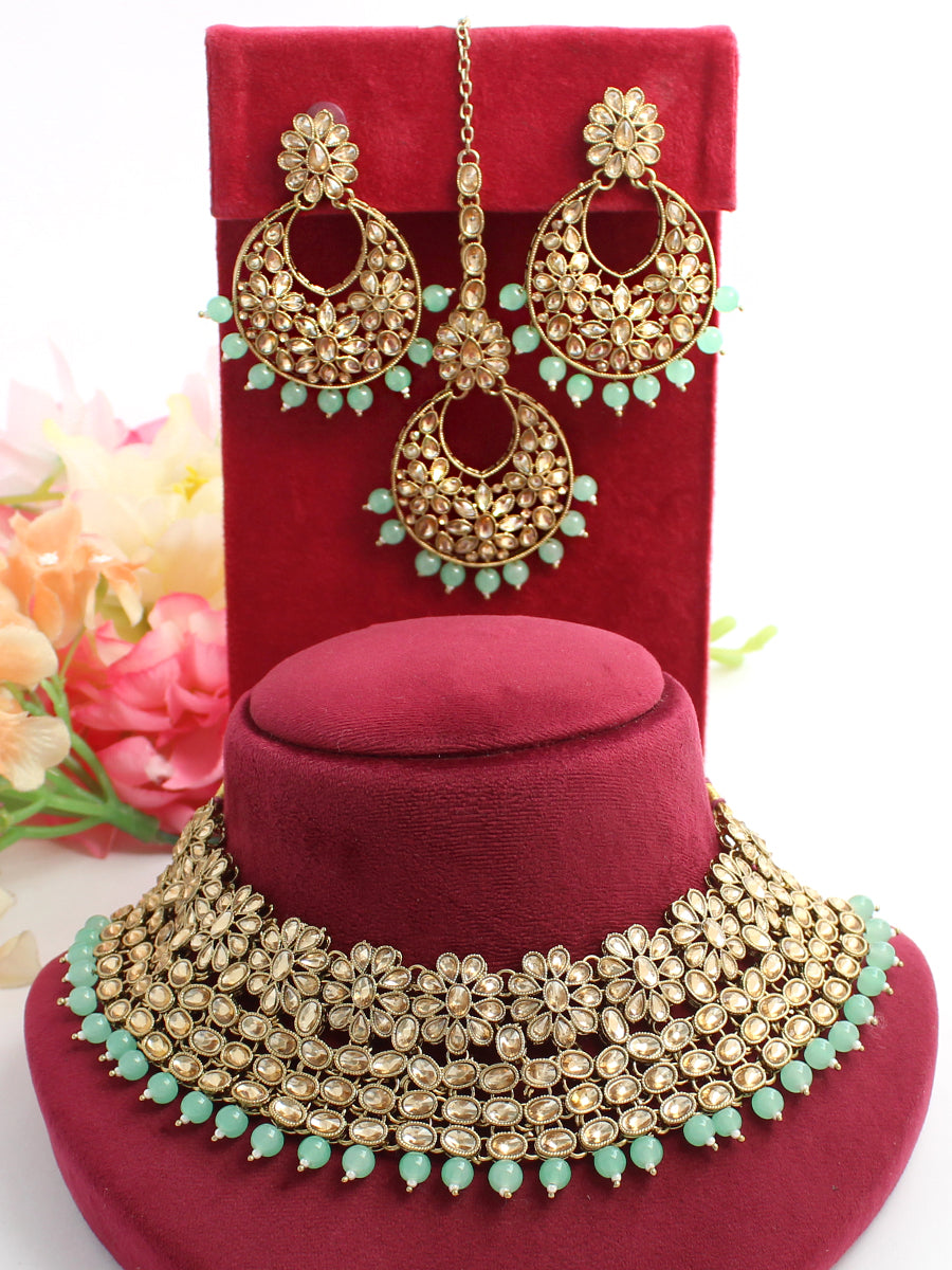 Sejal Necklace Set-Mint green