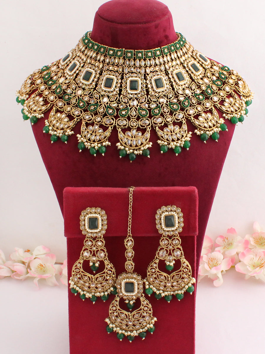 Sameera Necklace Set-Green