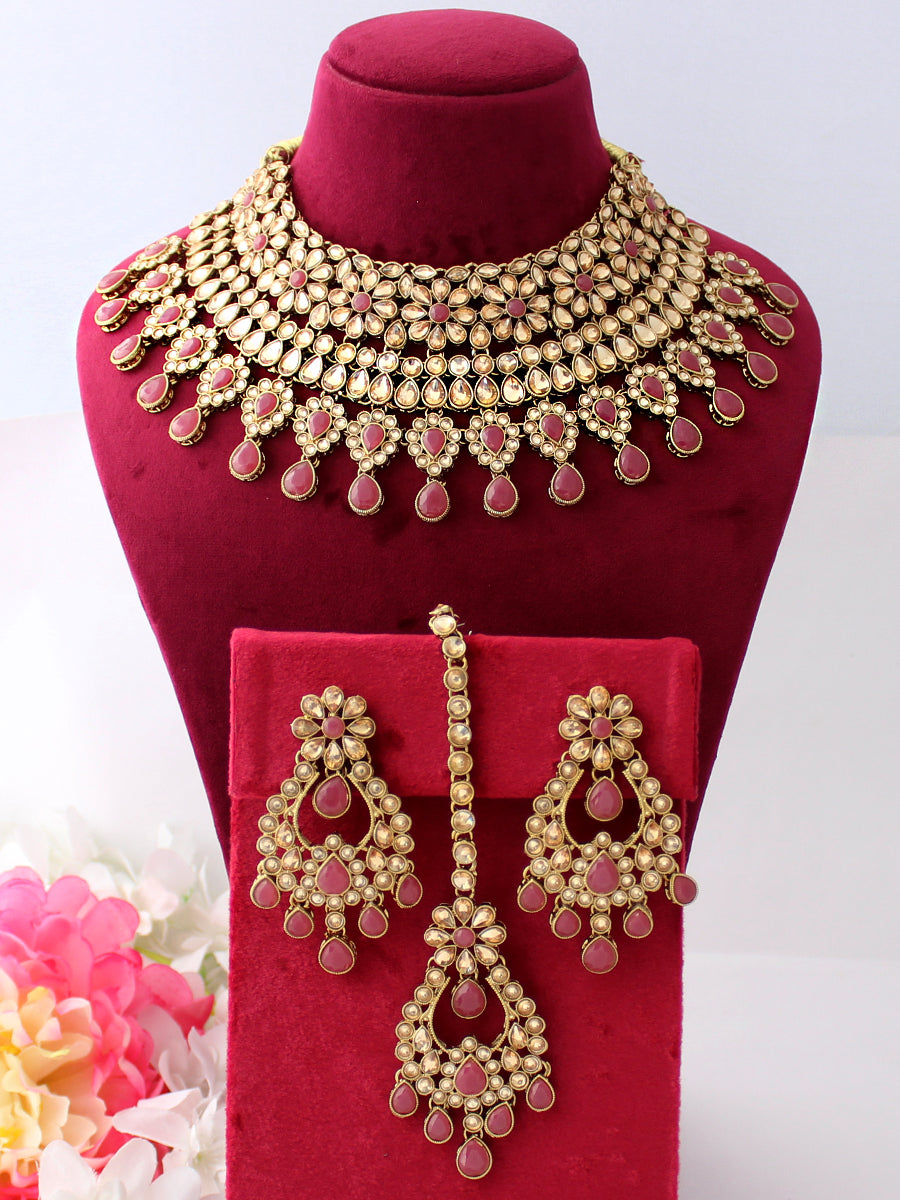 Anupreet Necklace Set-Ruby