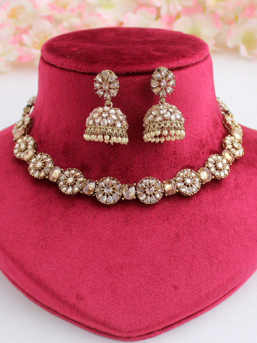 Jaanvi Necklace Set-Golden