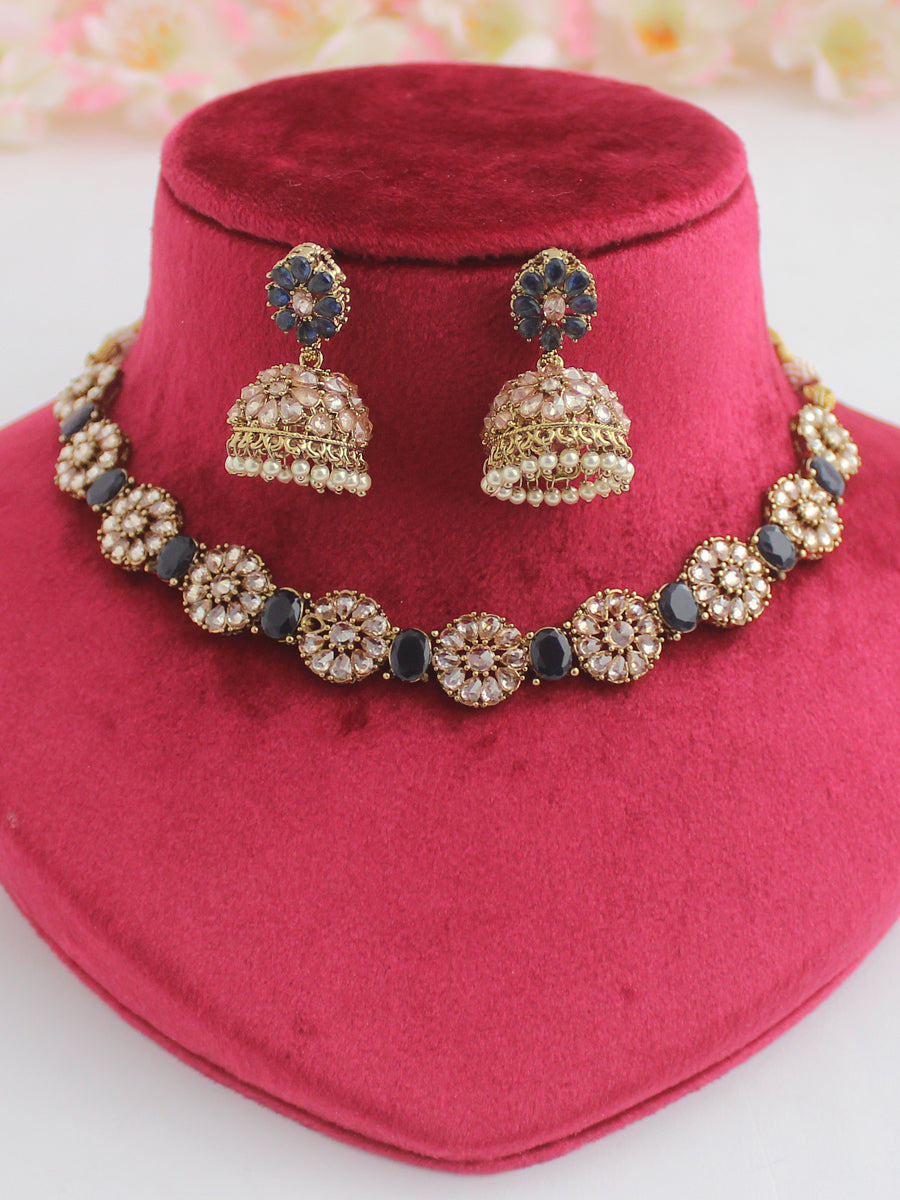 Jaanvi Necklace Set-Blue