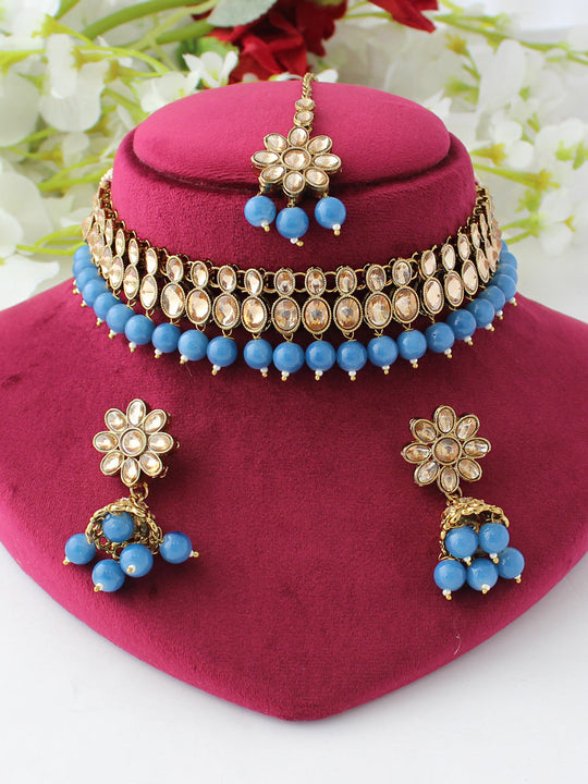 Naima Necklace Set-Ink Blue