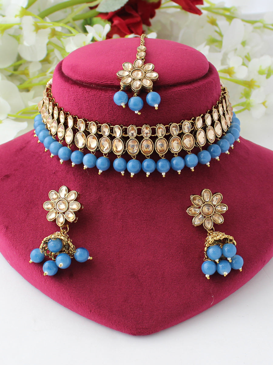 Naima Necklace Set-Ink Blue