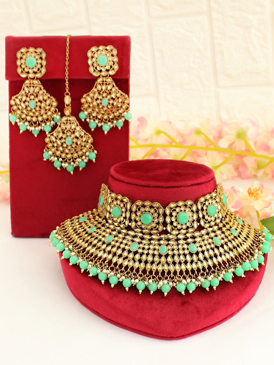 Ragini Necklace Set-Mint Green