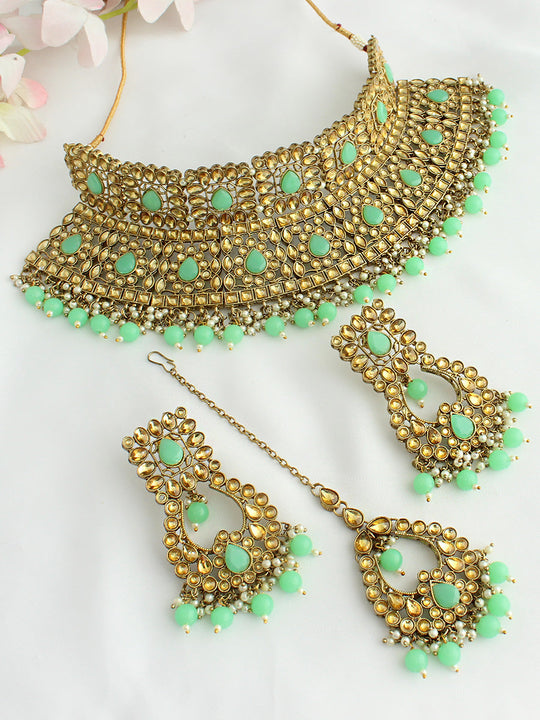 Fiza Necklace Set-Mint Green