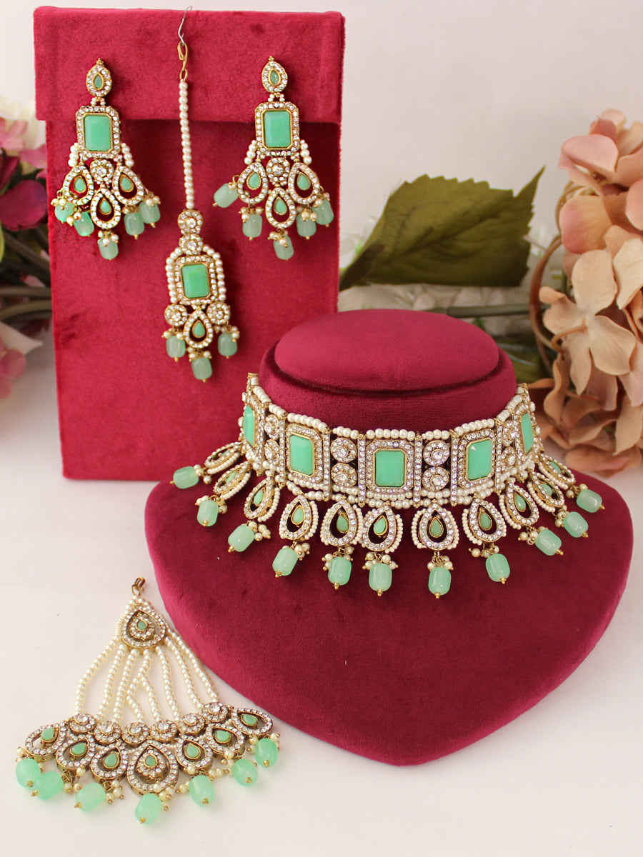 Ameena Necklace Set-Greeen