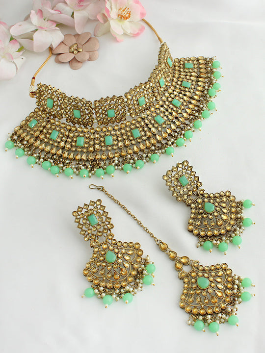 Manyata Necklace Set-Mint Green