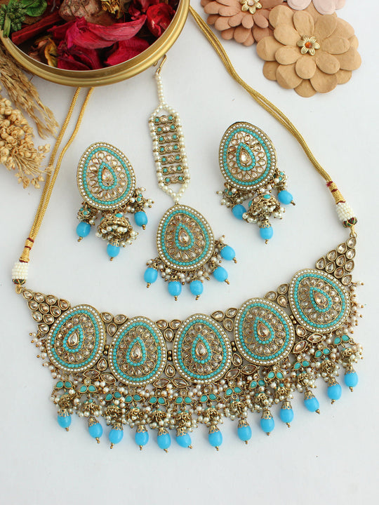 Khyati Necklace Set-Turquoise