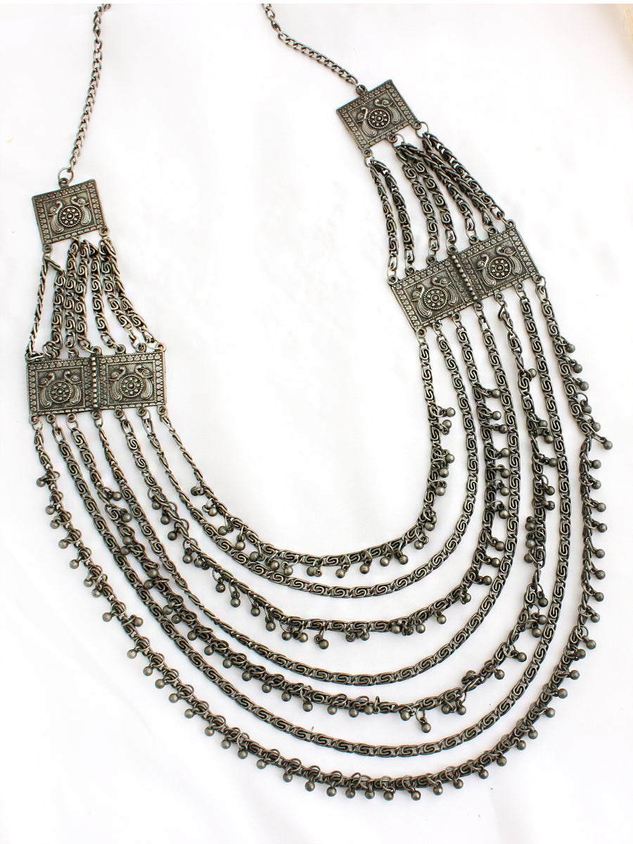 Mohini Layered Necklace-antique Silver