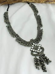 Poorvi Long Necklace-Antique Silver