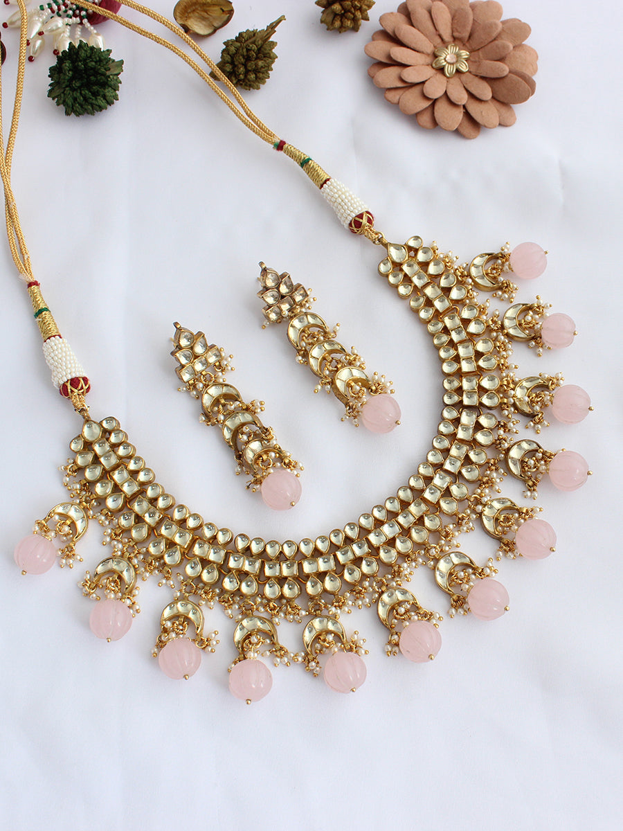 Nahargarh Necklace Set-Pastel Pink