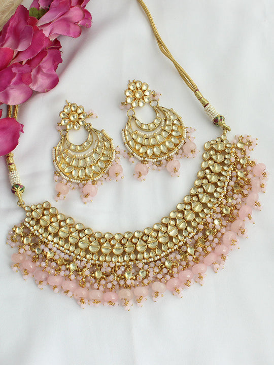 Samaira Necklace Set - Pastel Pink