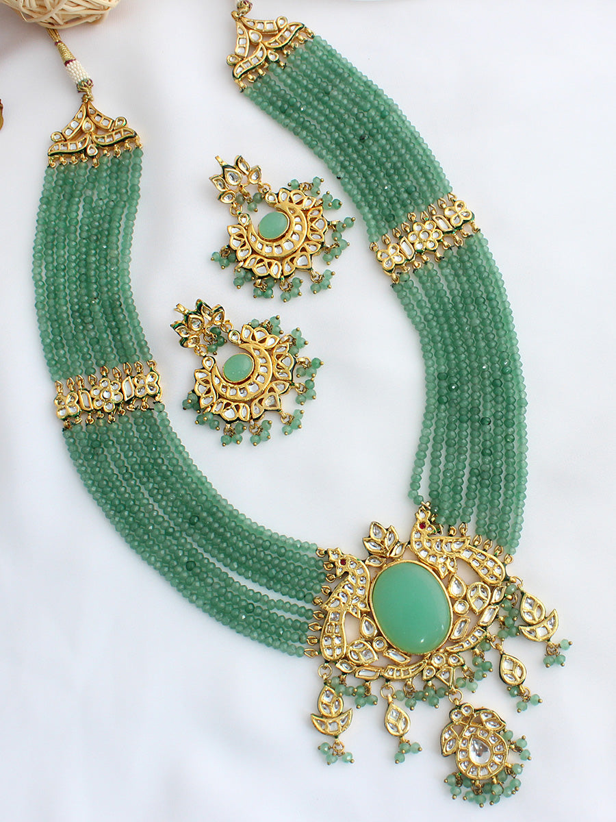 Kusha Long Necklace Set - Mint Green