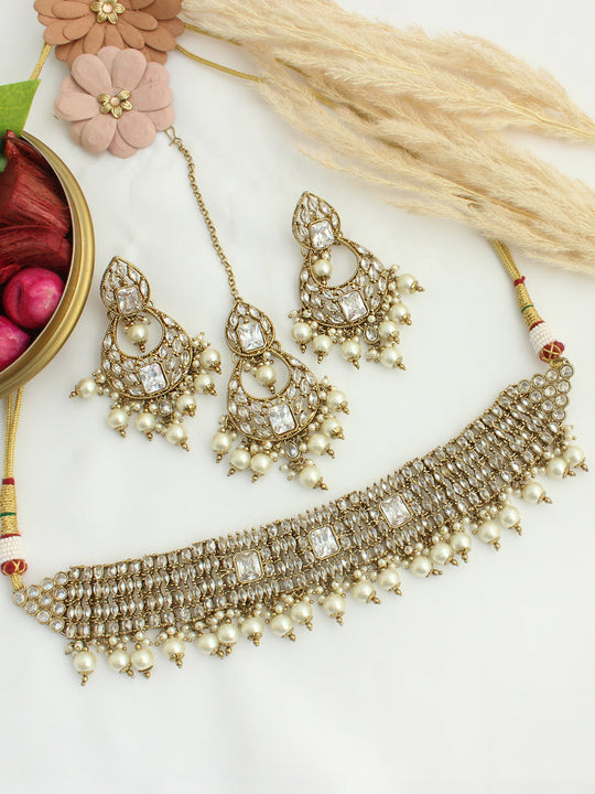 Nishita Necklace Set - White