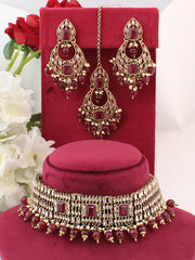 Nishita Necklace Set=Maroon